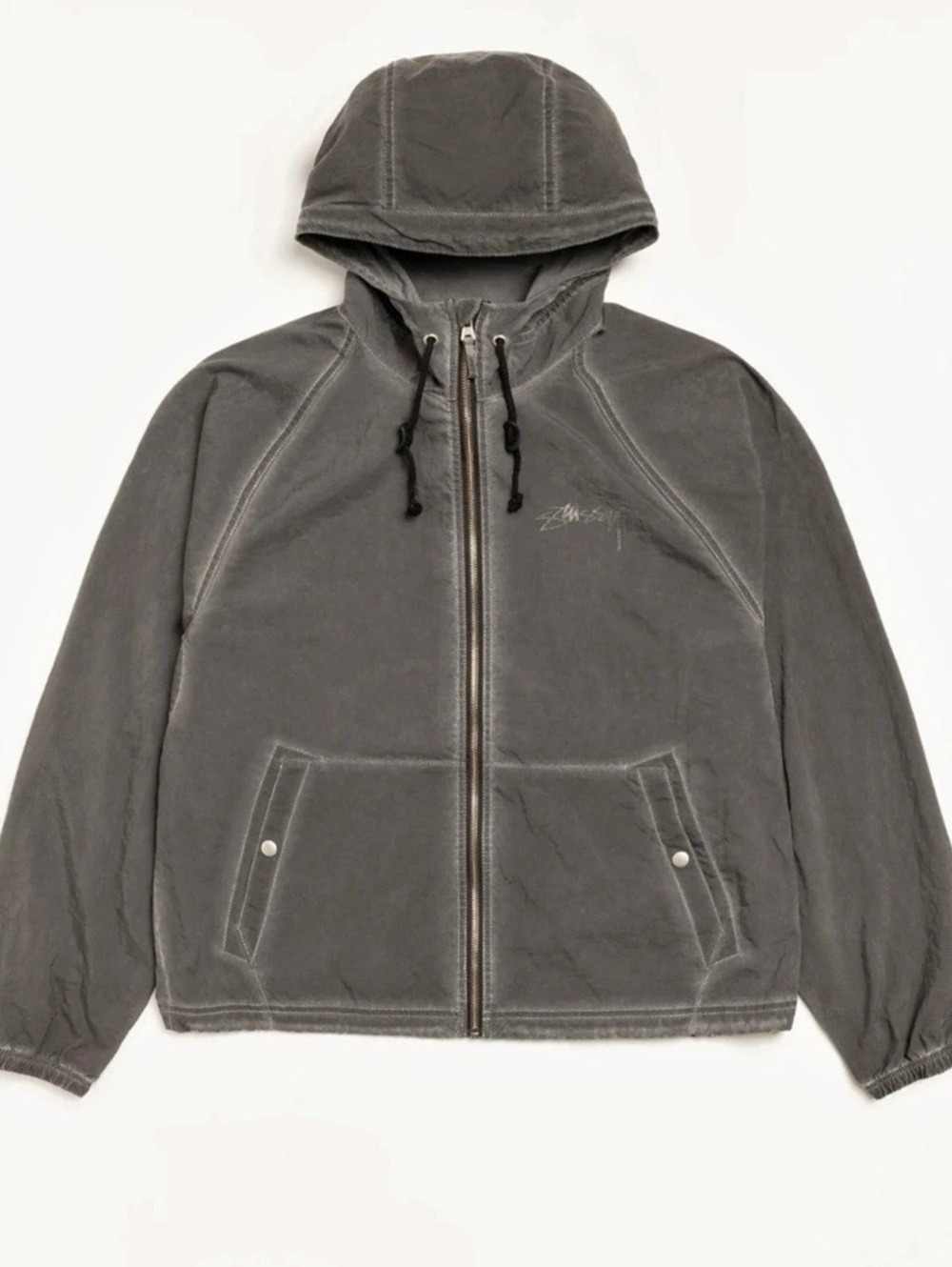 Stussy Beach Shell Garment Dye Jacket Grey L NWT